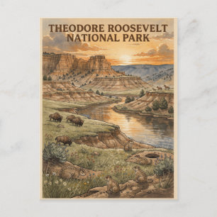 Cartão Postal Parque Nacional Theodore Roosevelt Viagem Vintage