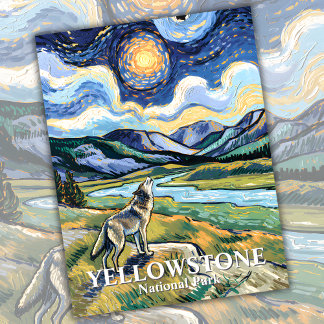 Cartão Postal Parque Nacional Van Gogh Yellowstone Wolf Howling