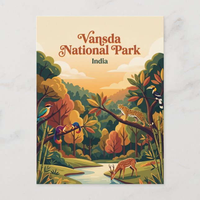Cartão Postal Parque Nacional Vansda Índia (Frente)