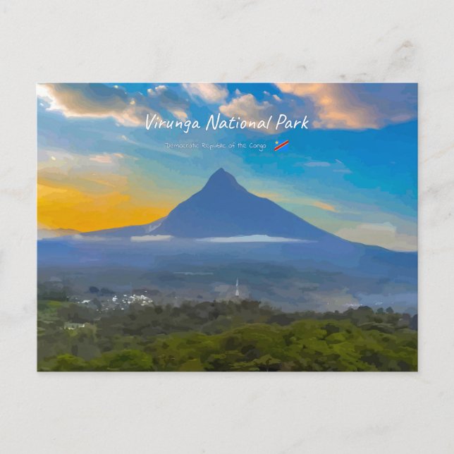 Cartão Postal Parque Nacional Virunga, RD Congo - Vulcão (Frente)