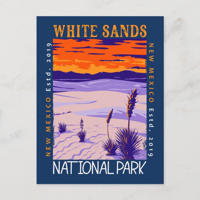 Cartão Postal Parque Nacional White Sands Vintage Desgastado (Frente)