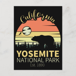 Cartão Postal Parque Nacional Yosemite Retro Sunset Mountain