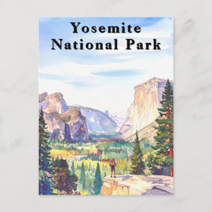Cartão Postal Parque Nacional Yosemite Watercolor Mountain
