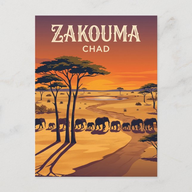 Cartão Postal Parque Nacional Zakouma Chade (Frente)