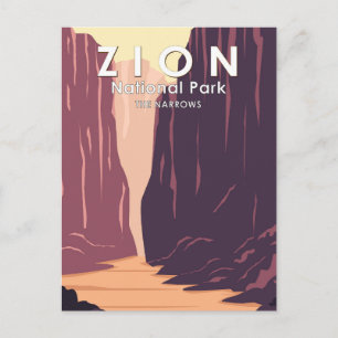 Cartão Postal Parque Nacional Zion The Narrows Retro