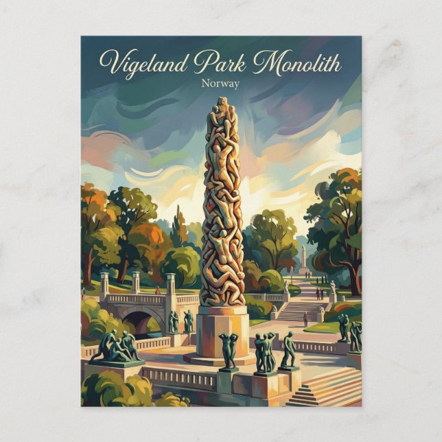 Cartão Postal Parque Vigeland Noruega (Frente)