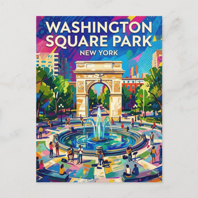 Cartão Postal Parque Washington Square EUA (Frente)