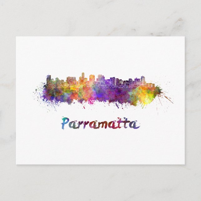 Cartão Postal Parramatta skyline in watercolor (Frente)