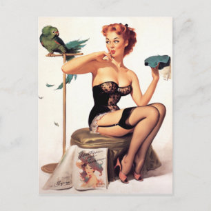 Cartão Postal Parrot Pin Up