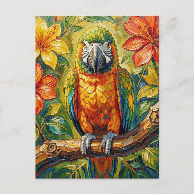 Cartão Postal Parrot Themed Keeping in Touch  (Frente)
