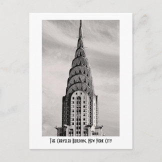 Cartão Postal Parte superior do edifício Chrysler NYC - B&W