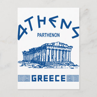Cartão Postal Parténon - Atenas - Grego (azul)