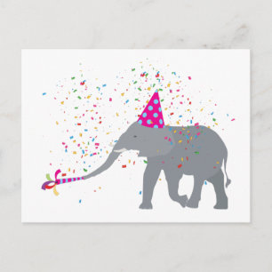 Cartão Postal Partida de elefantes - Animais com festa