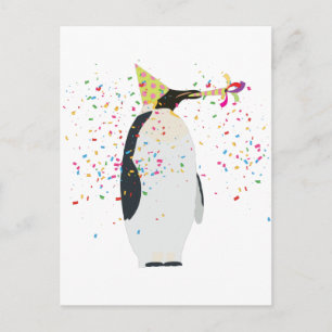 Cartão Postal Partida de pinguins - Animais com festa