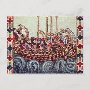 Cartão Postal Partida de um barco para as Cruzadas,