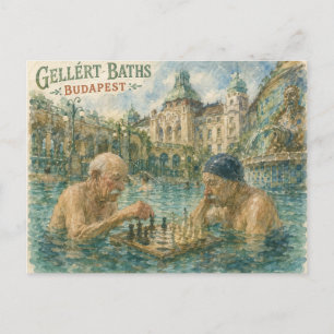 Cartão Postal Partida de xadrez Gellert Baths Budapeste Hungria
