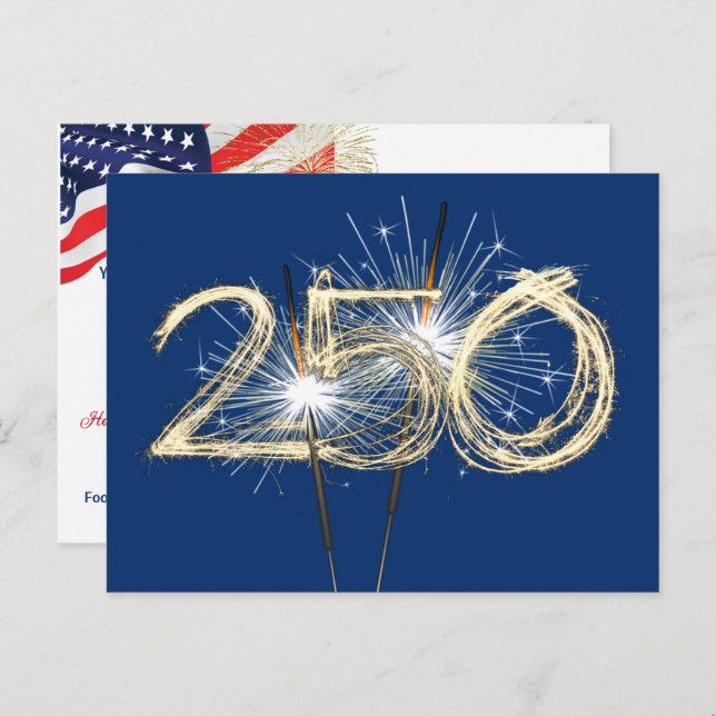 Cartão Postal Partidários para o 250º aniversário da América (Frente/Verso)