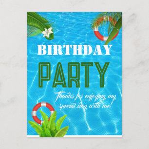Cartão Postal Partido da Piscina Tropical Aniversário de Verão