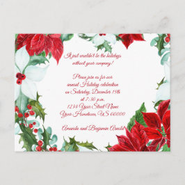Cartão Postal Partido Feriado de Holly Berries - Poinsettias Bra