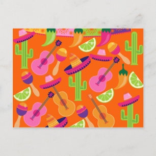 Cartão Postal Partido Fiesta Sombrero Cactus Limões Peppers Mar