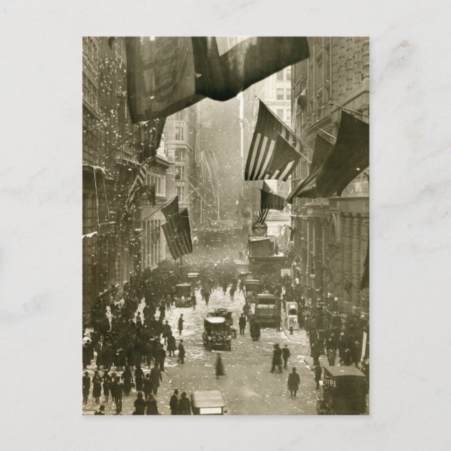 Cartão Postal Partido Wall Street, fim do WW1, 1918 (Frente)