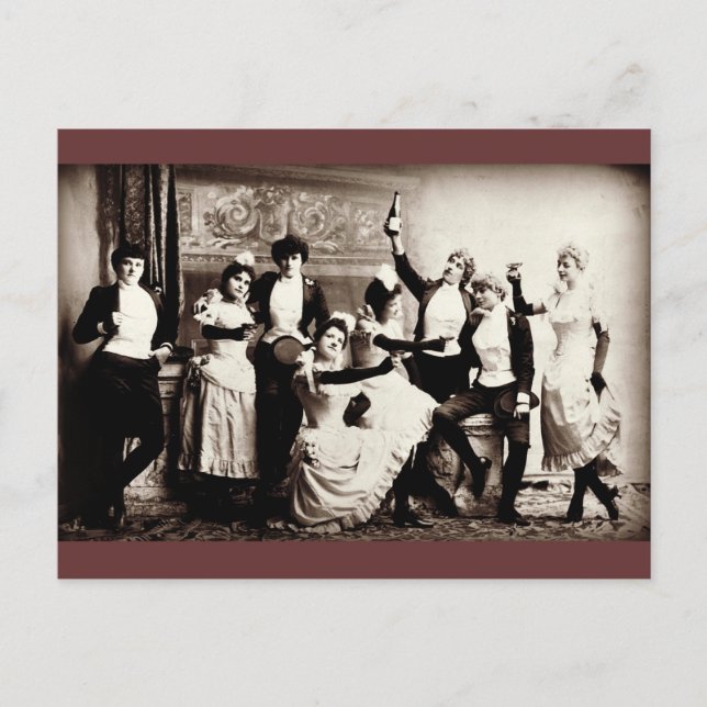 Cartão Postal Party Girls Vintage Impressão (Frente)