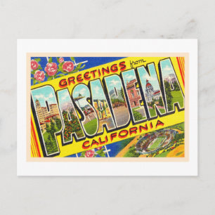 Cartão Postal Pasadena California Vintage - Grande Letra Postal
