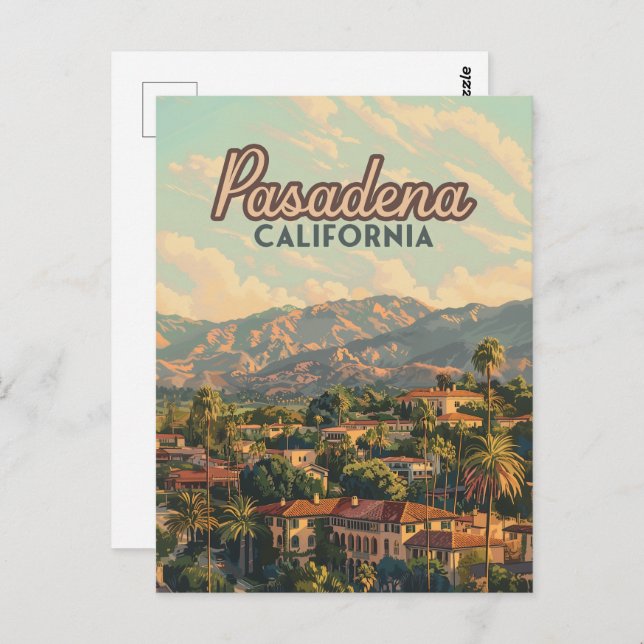 Cartão Postal Pasadena Los Angeles, Montanhas da Califórnia, Vin (Frente/Verso)
