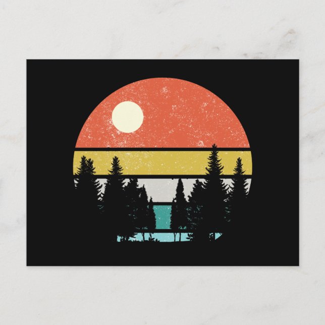 Cartão Postal Pascape Woods Nature Retro Sunset Forest (Frente)