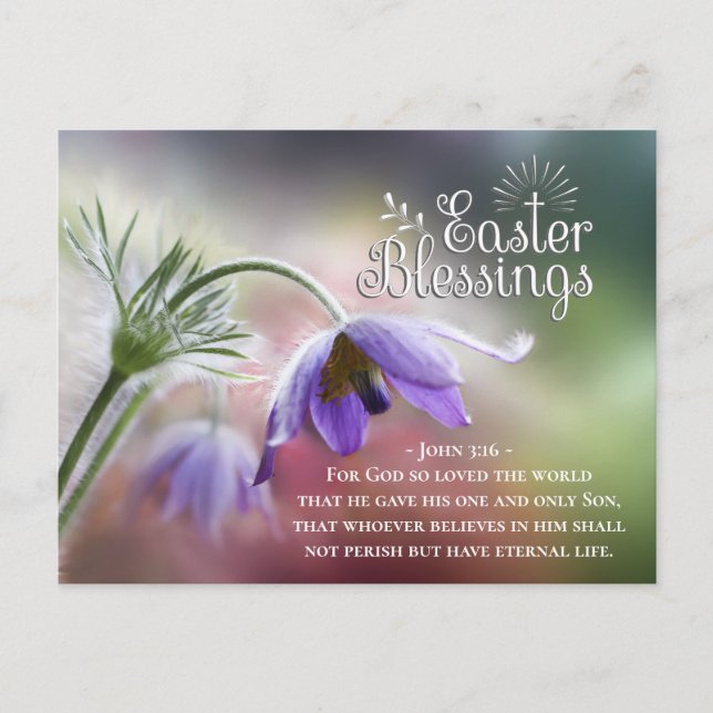 Cartão Postal Páscoa abençoa Deus tão amado ao mundo John 3:16 (Frente)