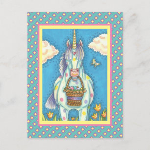 CARTÃO POSTAL PÁSCOA BASKET UNICORN, FANTASIA FANTASY HORSE POST