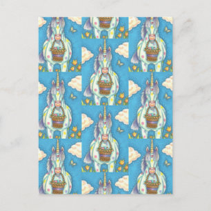 CARTÃO POSTAL PÁSCOA BASKET UNICORN, FANTASIA FANTASY HORSE POST