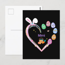 Cartão Postal Páscoa Coelho Coração Páscoa Ovo Nome da Família V