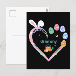 Cartão Postal Páscoa Coelho Coração Páscoa Ovo Nome da Família V