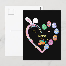 Cartão Postal Páscoa Coelho Coração Páscoa Ovo Nome da Família V