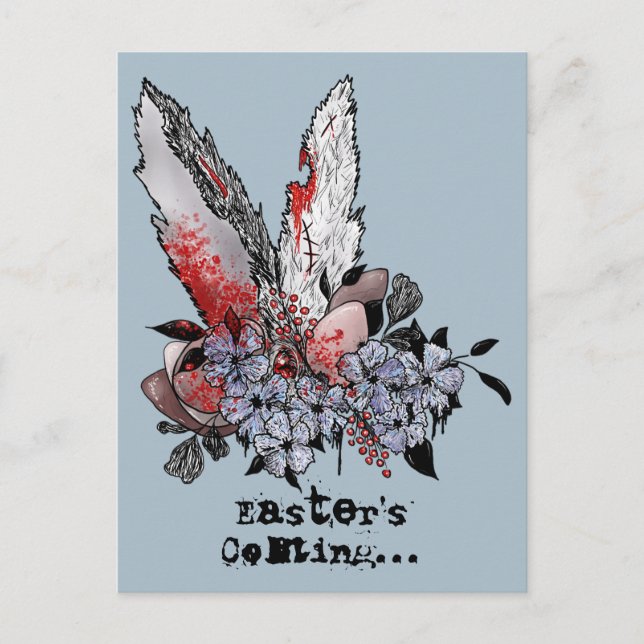Cartão Postal Páscoa Comendo Horror de Bunny (Frente)