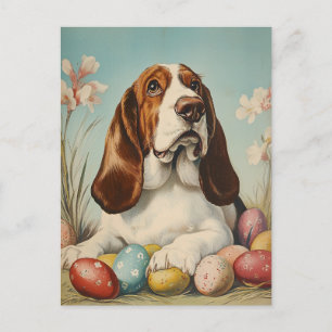 Cartão Postal Páscoa de Vintage de Hound Basset