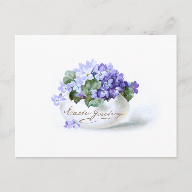 Cartão Postal Páscoa Elegante Roxo Esqueço-Me-Nozes (Frente)