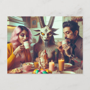 Cartão Postal Páscoa Escuro, Vintage Candy Breakfast Horror