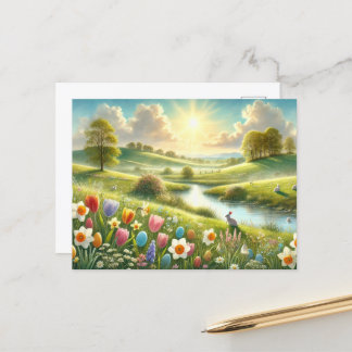 Cartão Postal Páscoa Natureza e Primavera
