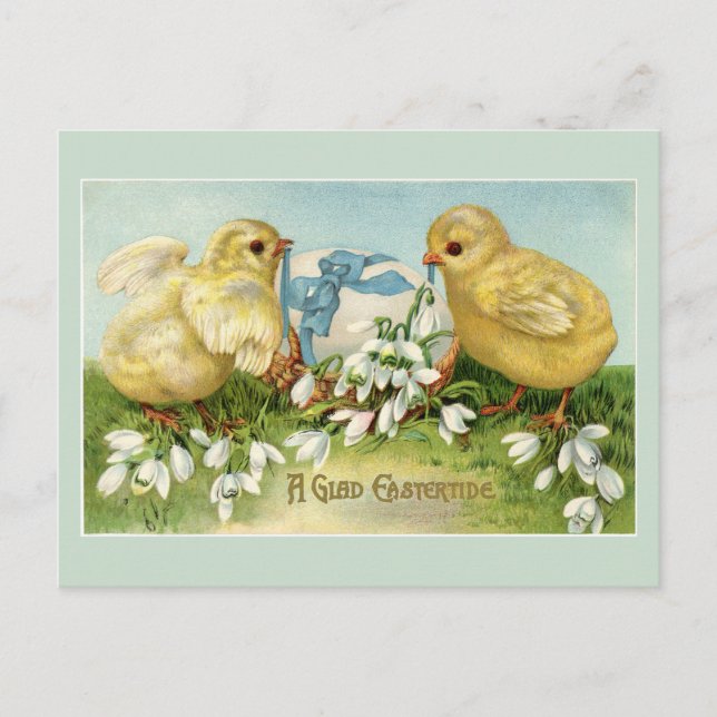 Cartão Postal Páscoa Vintage: Pintinhos (Frente)