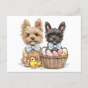 Cartão Postal Páscoa Yorkshire Terrier Dogs