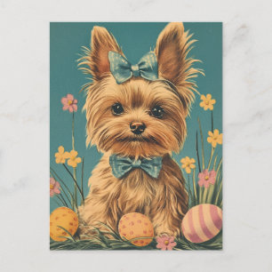 Cartão Postal Páscoa Yorkshire Terrier Vintage