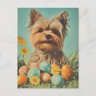 Cartão Postal Páscoa Yorkshire Terrier Vintage