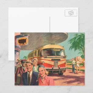 Cartão Postal Passageiros Vintage em Férias no Depósito de Ôn