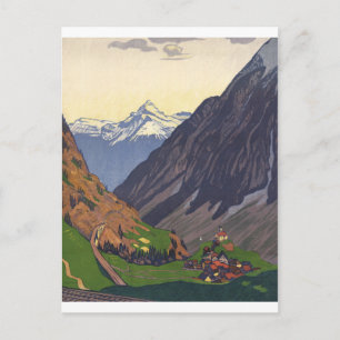 Cartão Postal Passagem de montanha em Gotthard nos Alpes
