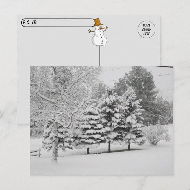 Cartão Postal Passagem - Vermont's Snowy Winter em B&W (Frente/Verso)