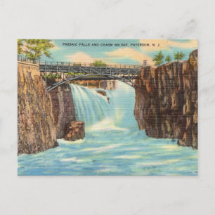 Cartão Postal Passaic Falls Chasm Bridge, Paterson, Nova Jersey