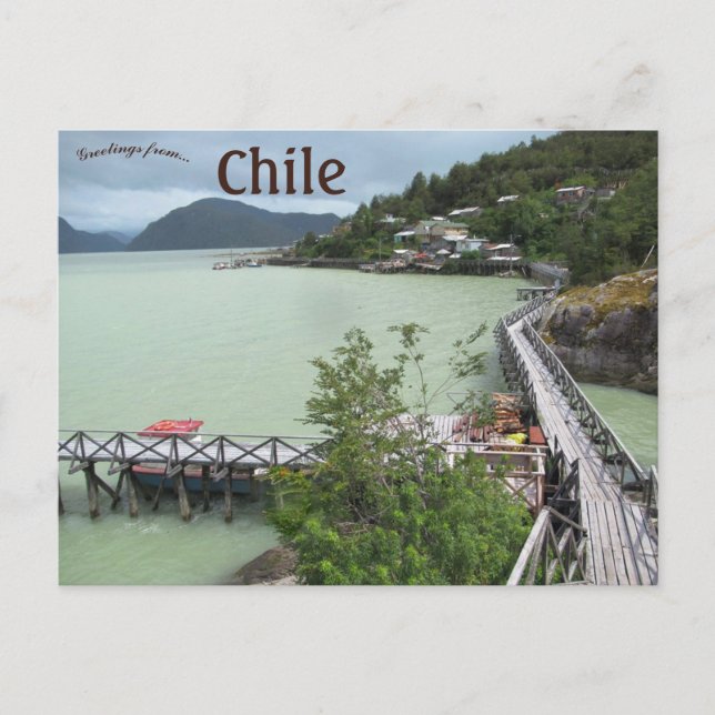 Cartão Postal Passarelas de Tortel no Chile (Frente)