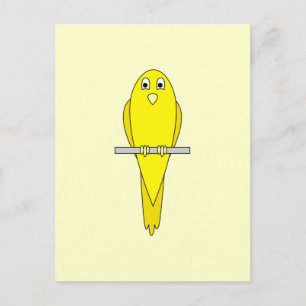 Cartão Postal Pássaro Amarelo. Canário.